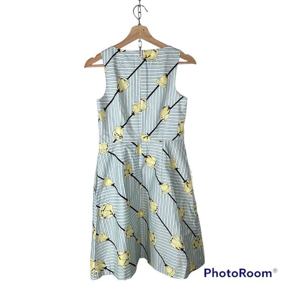 Talbots NWOT Women's 2P 2 Petite Sleeveless Striped and Floral Fit & Flare Dress - Picture 2 of 10